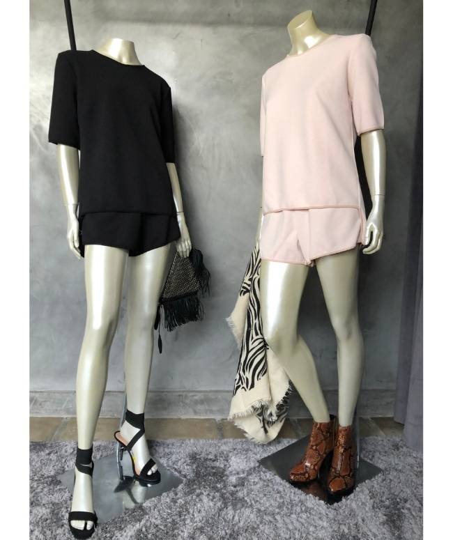 Blusa Flipp Preta e Rosa Seco