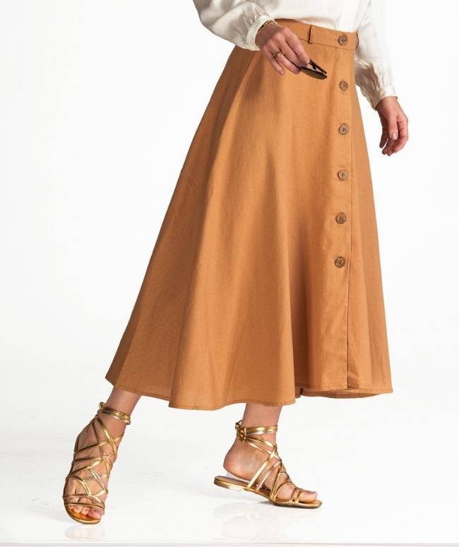 Saia Bing Linho Camelo 1