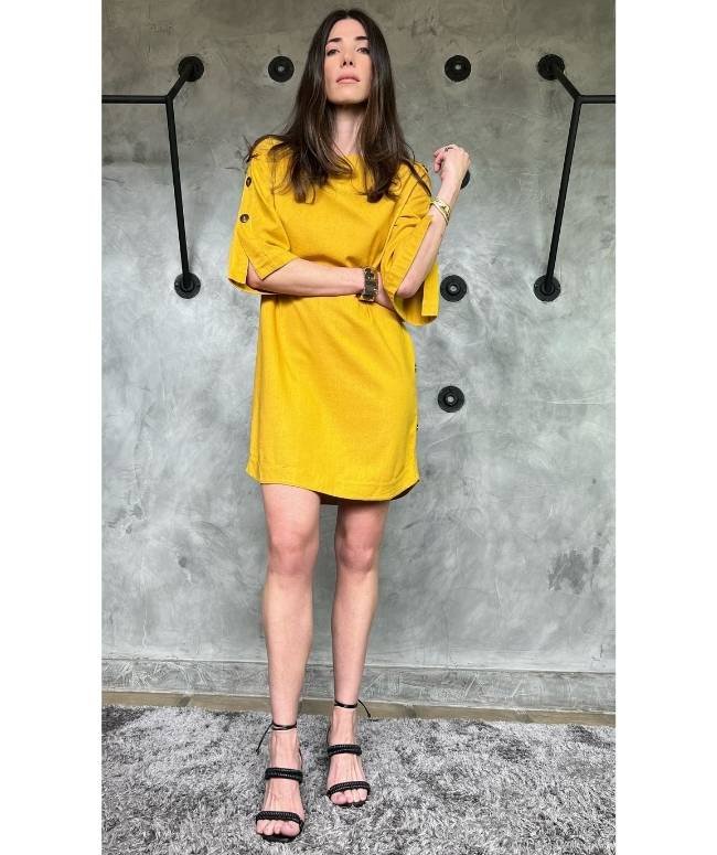 Vestido Botonne Mostarda3