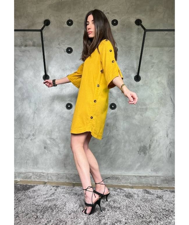 Vestido Botonne Mostarda5