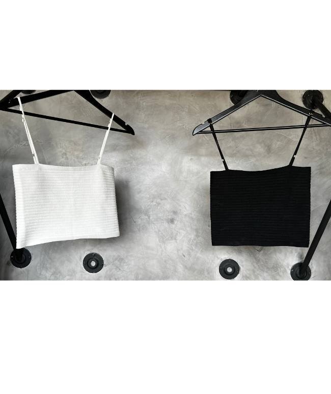 Bralette Tricot preto e offwhite